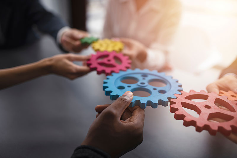 interlocking colorful gears